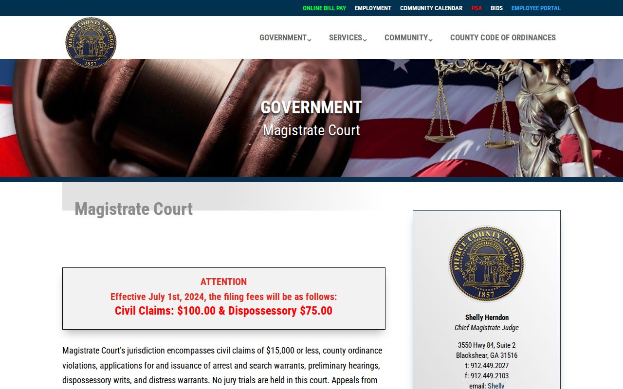 Pierce County Magistrate Court page serving Offerman