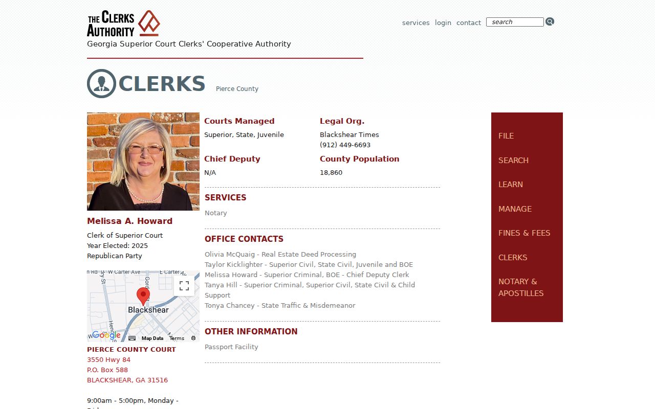 Pierce County criminal court case clerk profile